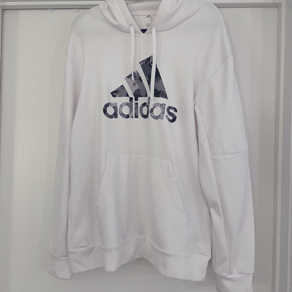 MEN'S WHITE ADIDAS HOODIE